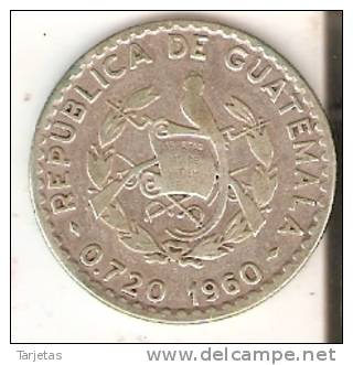 MONEDA DE PLATA DE GUATEMALA DE 25 CENTAVOS DEL AÑO 1960  (COIN) SILVER,ARGENT. - Guatemala