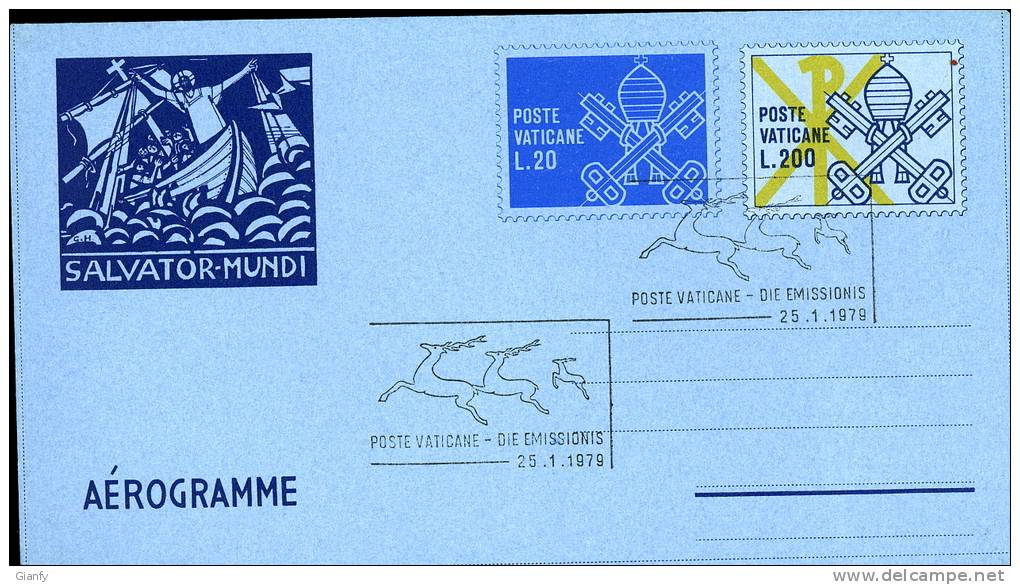 AEROGRAMMA VATICANO SALVATOR MUNDI PROVVISORIO 200 L 1979 FDC - Postal Stationeries