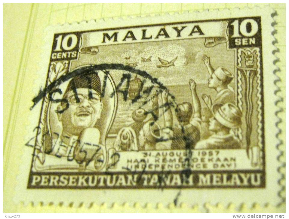 Malaya 1957 Tengku Abdul Rahman Independence Day 10c - Used - Fédération De Malaya