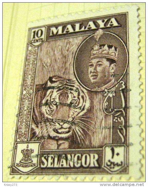 Malaya 1961 Selangor Tiger And Sultan Salahuddin Abdul Aziz Shah 10c - Used - Selangor