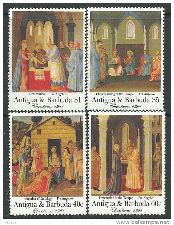 Antigua N° 1397 / 00 XX Noël Oeuvres De Fra Angelico, Les 4 Valeurs Sans Charnière TB - Barbuda (...-1981)