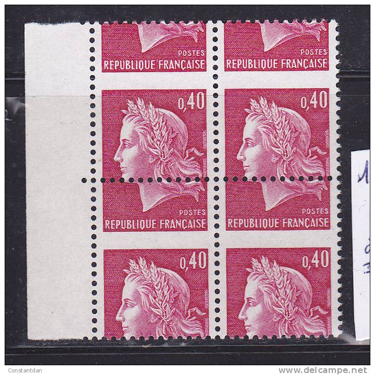 FRANCE N° 1536B 0.40 ROUGE CARMINE TYPE SCHEFFER   PIQUAGE A CHEVAL NEUF SANS CHARNIERE - Neufs