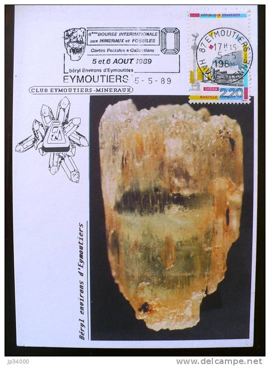 FRANCE: MINERAUX. OBLITERATION Temporaire  05/05/1989 Club Eymoutiers Mineraux - Minerals