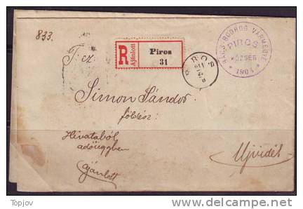 HUNGARY - MAGYARORSAG - VOJVODINA -  RECOM.  PIROS - CRVENKA - 1903 - RARE - Storia Postale