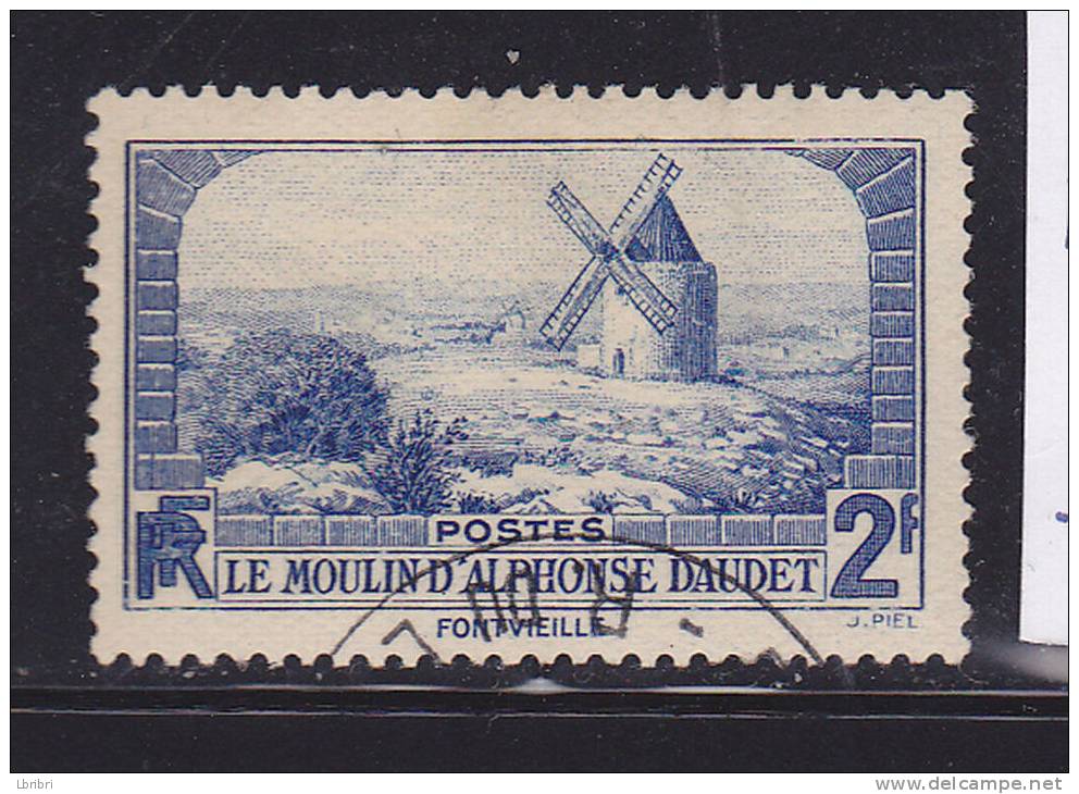 N° 311A 2F OUTREMER LE MOULIN D'ALPHONSE DAUDET FOND BLANC OBL - Gebruikt