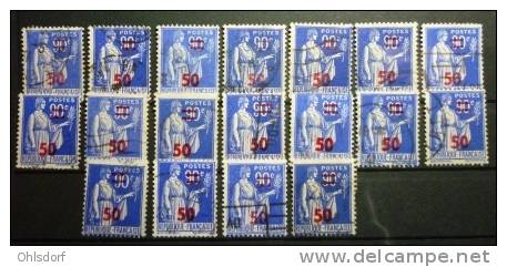 FRANCE 1940-41: COULEURS! Maury 482,  Lot De 18 Timbres, O - LIVRAISON GRATUITE A PARTIR DE 10 EUROS - 1932-39 Vrede