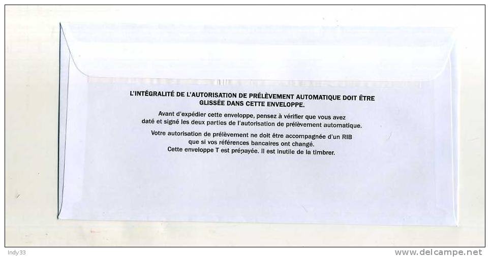 - FRANCE . ENVELOPPE REPONE T AXA . - Cartes/Enveloppes Réponse T