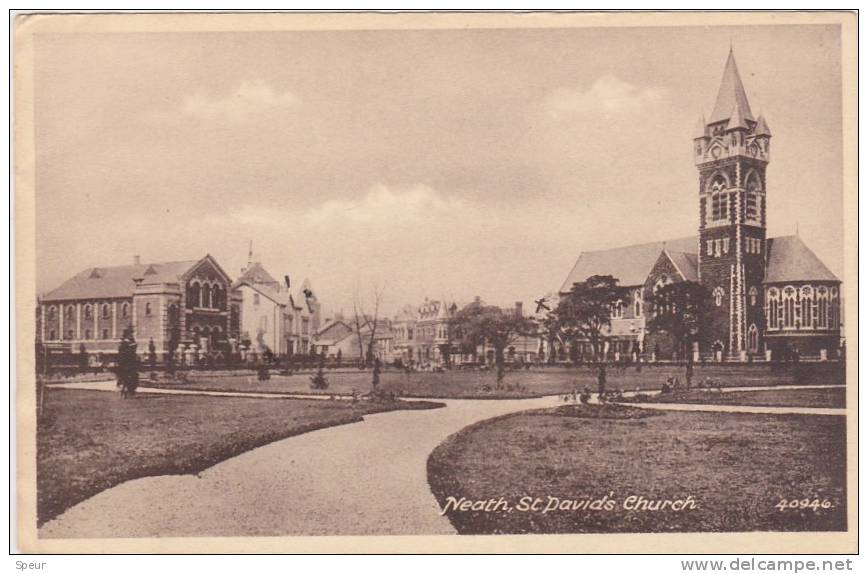 Neath - St. David's Church And Part Of The Town, Interesting Descriptive Message, ± 1920's - Glamorgan