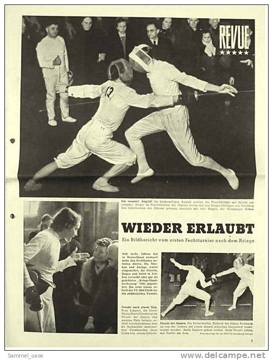 5 Außenblätter Der "REVUE Die Weltillustrierte" 11. 2. 1950  : Fechtturniere Wieder Erlaubt - Otros & Sin Clasificación