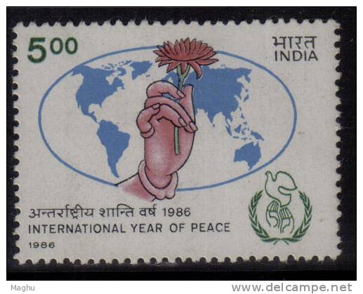 India MH 1986, Internation Year Of Peace,  Lotus Flower, Dove - Nuevos