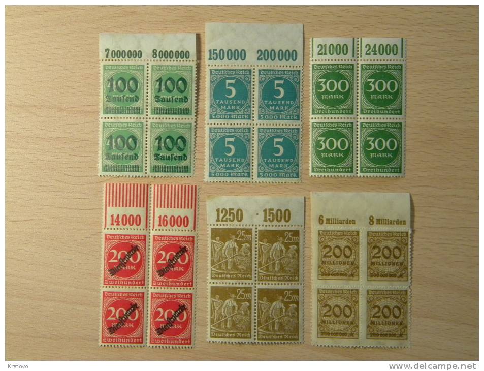 1922 , 1923 * GERMANY * 6 BLOCK OF 4 * - Unused Stamps