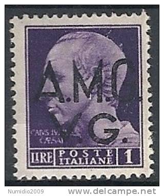 1945-47 TRIESTE AMG VG 1 LIRA MH * - RR10719 - Mint/hinged