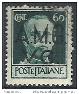 1945-47 TRIESTE AMG VG USATO 60 CENT FILIGRANA RUOTA - RR10719 - Gebraucht