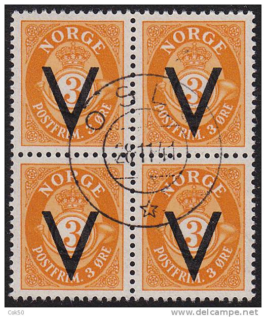 NORWAY 1941 - 3 öre «V Overprint» OSLO 28.11.41 Bl. Of 4 Without Watermark (NK No. 276). Perfect Quality. - Nuovi