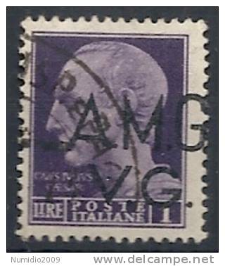 1945-47 TRIESTE AMG VG USATO 1 LIRA VARIETà SOPRASTAMPA SPOSTATA - RR10721 - Gebraucht