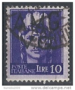 1945-47 TRIESTE AMG VG USATO 10 LIRE VARIETà BORDO COLORATO - RR10721 - Oblitérés