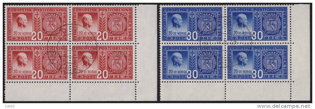 NORWAY 1942 - «European Postal Union» OSLO 12.10.42 FD Canc. Bl. Of 4 (NK No. 309-10). Perfect Quality. - Neufs