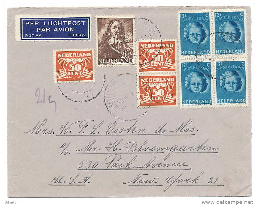 AIRMAIL Vignette P 37 AA B 10 K.2 Multicolor Franking To The USA 1946 - Brieven En Documenten