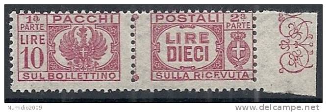 1946 LUOGOTENENZA PACCHI POSTALI 10 LIRE MNH ** - RR10730 - Paketmarken