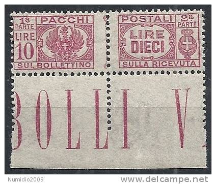 1946 LUOGOTENENZA PACCHI POSTALI 10 LIRE LUSSO MNH ** - RR10731 - Colis-postaux