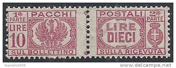 1946 LUOGOTENENZA PACCHI POSTALI 10 LIRE MNH ** - RR10736 - Paketmarken