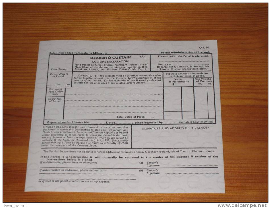 Ireland Irland Telegramm Sheet Blatt Mint ** Ungebraucht WZ E - Brieven En Documenten