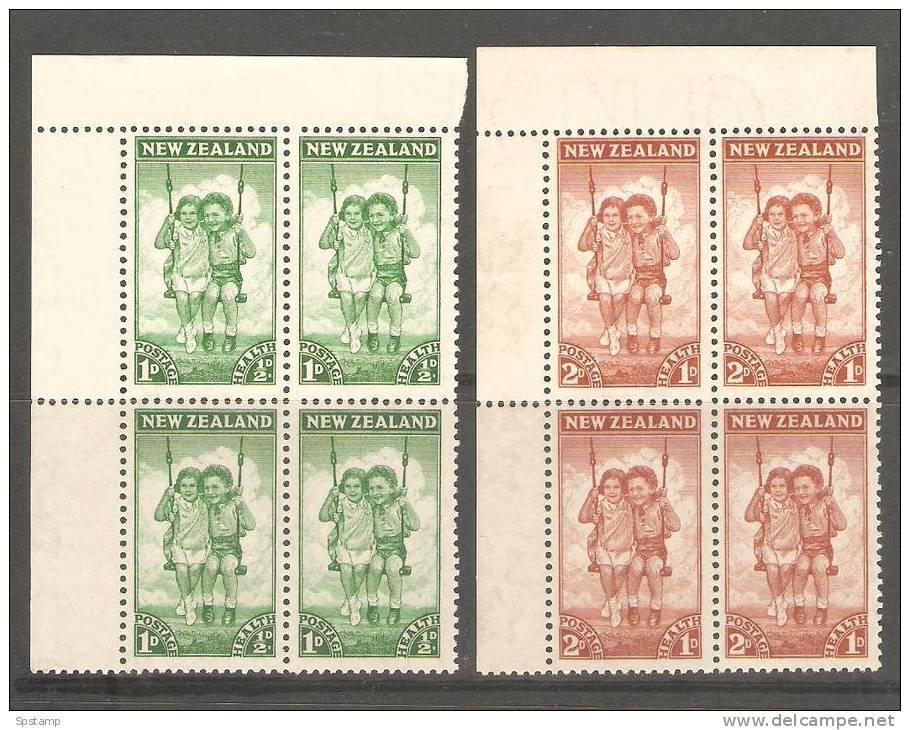 New Zealand 1942 Health Charity Issue Pair MNH Blocks 4 - Other & Unclassified