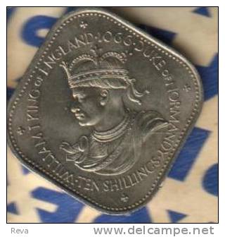 GUERNSEY 10 SHILLINGS WILLIAM I HEAD E FRONT QEII HEAD BACK 1966 VF+ READ DESCRIPTION CAREFULLY !!! - Guernsey