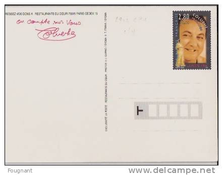 FRANCE: 1994:Entier Postal:COLUCHE.Non écrit. - Artisti