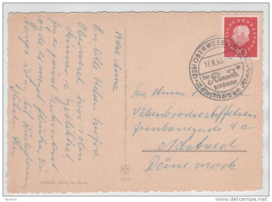 Germany Postcard Rhein Bei Kaub Sent To Denmark 17-8-1960 - Rheine
