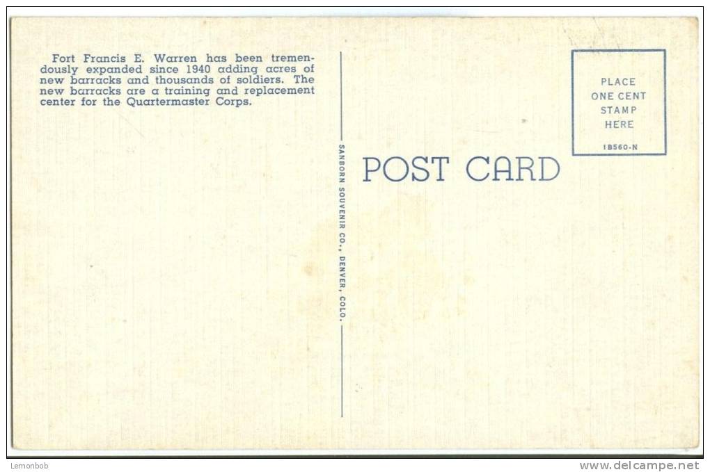 USA, Replacement Center Barracks, Fort Francis E. Warren, Cheyenne, Wyoming, Unused Postcard [10211] - Cheyenne