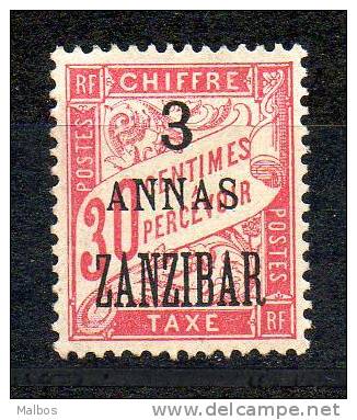 ZANZIBAR  Taxe 1897 (*)  Y&T N° 4   (1ère Surcharge = 3mm)   Sans Gomme - Without Gum - Unused Stamps