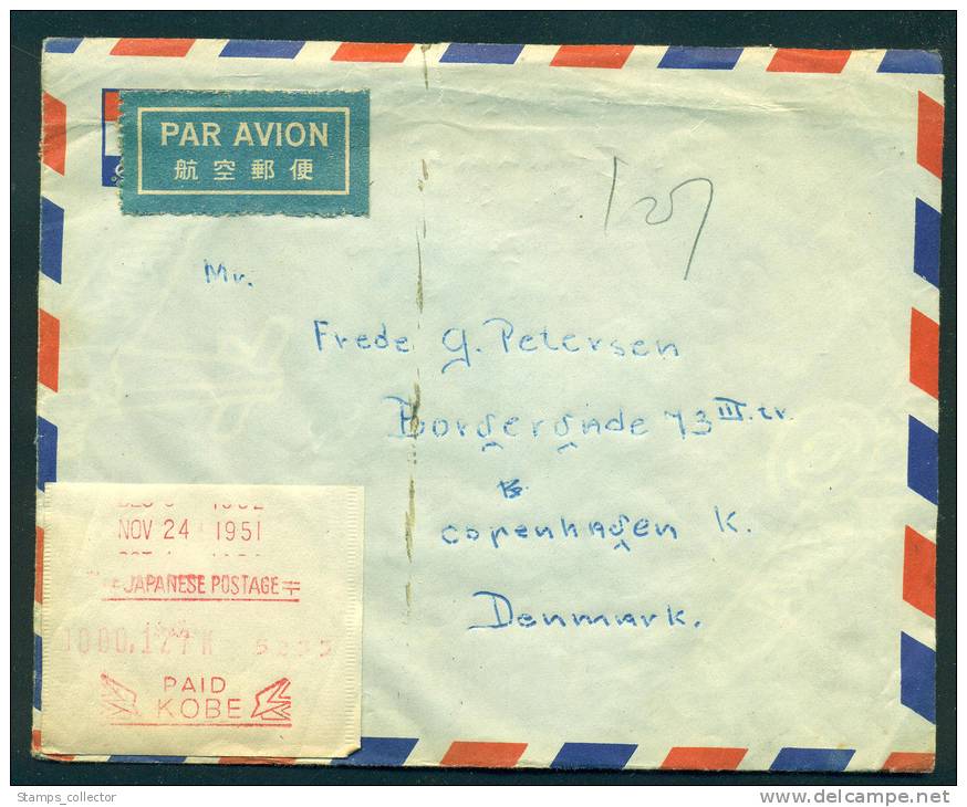 JAPAN. Covers Send To Denmark By AIR MAIL 24.11.1951, From M/s Panama - Posta Aerea