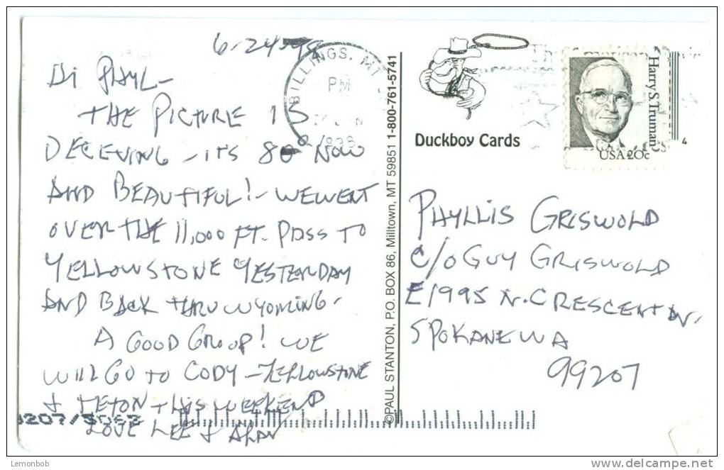 USA, The Trouble With A Short Horse In Wyoming, 1998 Used Postcard [10226] - Other & Unclassified