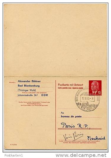 DDR  P65  Antwort-Postkarte  ZUDRUCK Böttner #3  Sost. JUNGE KÜNSTLER Paris  1963 - Privatpostkarten - Gebraucht