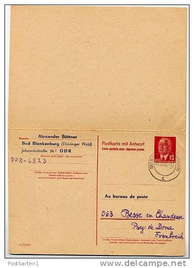 DDR P 65 Antwort-Postkarte ZUDRUCK Böttner #6 Stpl. SEILBAHN Besse Frankreich 1966 - Privé Postkaarten - Gebruikt