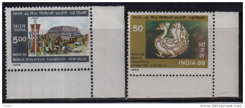 India MNH 1987, Set Of 2, India 89 Stamp Exhibition., - Nuevos