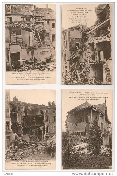 Lot De 36 CPA - Guerre 1914-1918 En Lorraine - Nancy (série De 24 Sur Les Bombardements), Nomeny, Gerbeviller, Lunéville - 5 - 99 Postkaarten