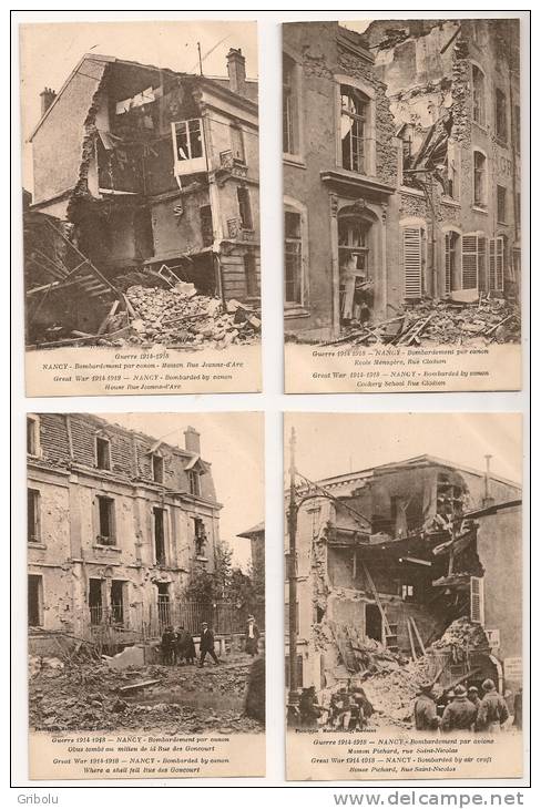 Lot De 36 CPA - Guerre 1914-1918 En Lorraine - Nancy (série De 24 Sur Les Bombardements), Nomeny, Gerbeviller, Lunéville - 5 - 99 Cartes