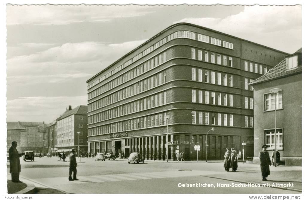 Gelsenkirchen, Hans-Sachs Haus Mit Altmarkt Und Gaststätte Wessel, Ca. 60er Jahre - Gelsenkirchen