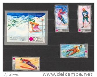 Poland/Polska Winter Olympic Games Sapporo-72 Set Of 4 +Block MNH - Winter 1972: Sapporo