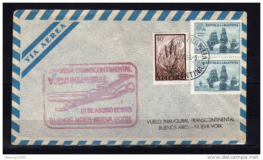 Argentina 1958 - Volo Inaugurale Buenos Aires - New York  (A1) - Poste Aérienne