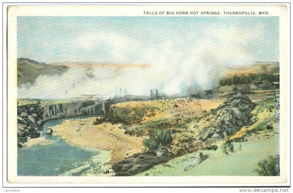 USA, Falls Of Big Horn Hot Springs, Thermopolis, Wyoming, 1910s Unused Postcard [10231] - Autres & Non Classés