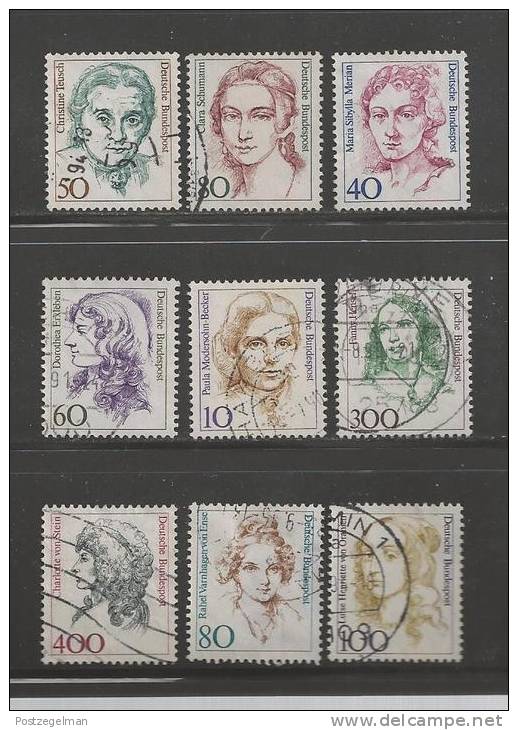 GERMANY 1986 Used Stamp(s)  Famous Women 1304> 9 Values (not Complete) - Used Stamps