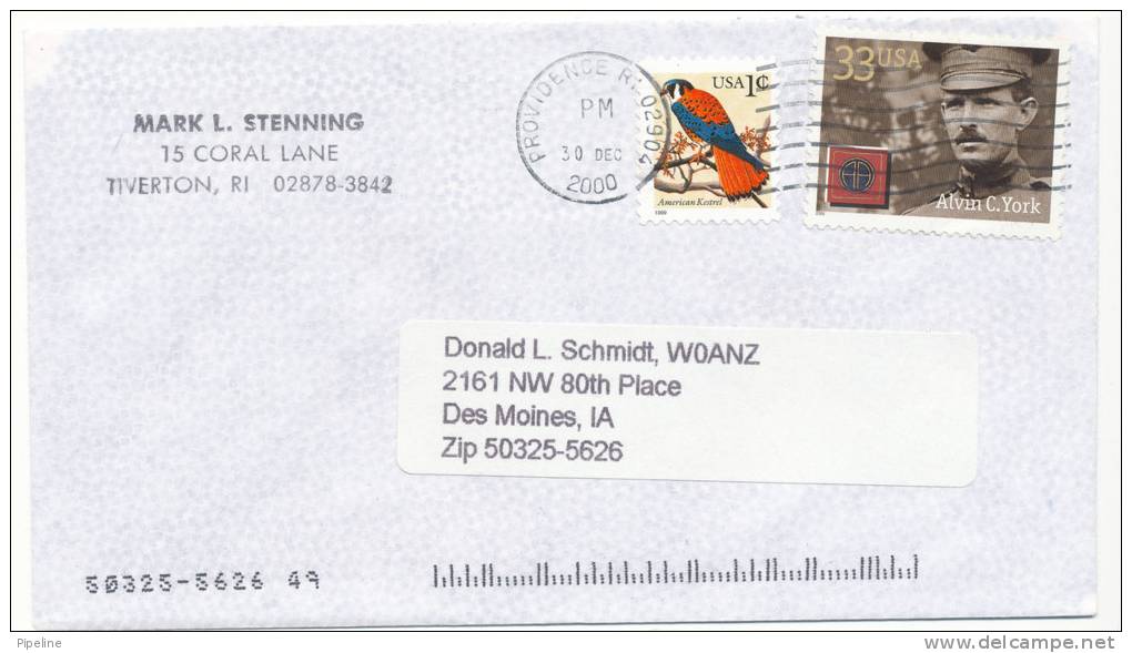USA Cover Providence RI. 30-12-2000 - Covers & Documents