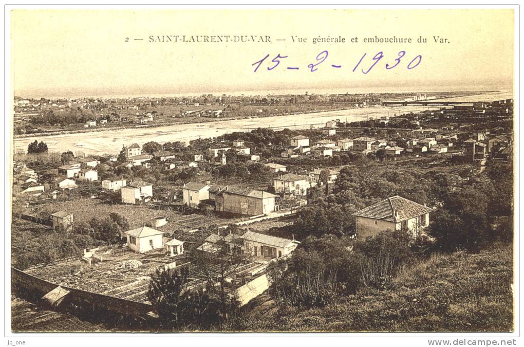 CPSM  06 - SAINT-LAURENT Du VAR       Vue Générale Et Embouchure Du Var     Voyagée 1930      (TBE) - Saint-Laurent-du-Var