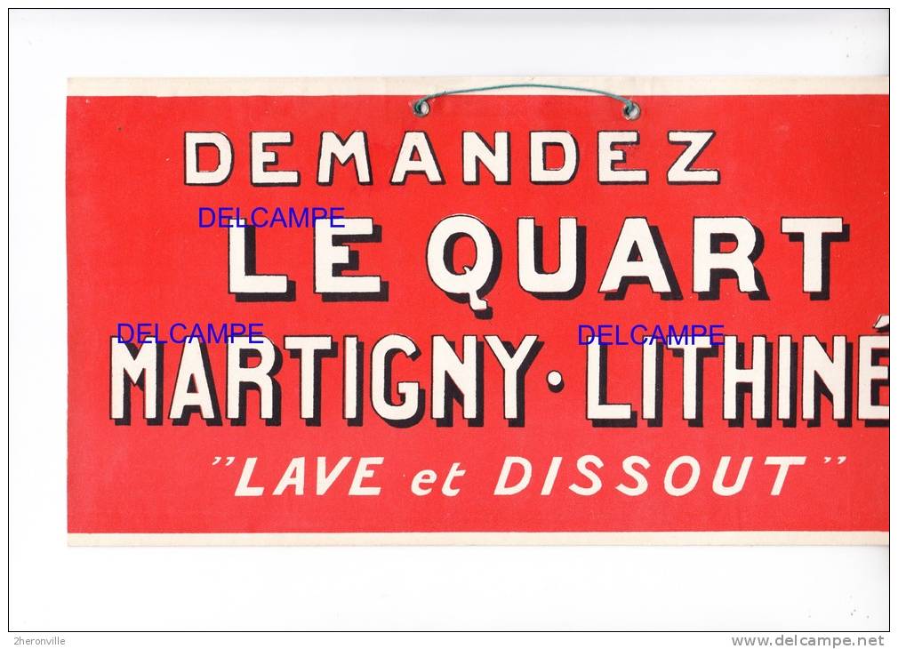 Plaque Publicitaire Cartonnée - Le Quart " MARTIGNY LITHINEE " - Martigny Les Bains ( Vosges ) - Années 1930 - Sonstige & Ohne Zuordnung