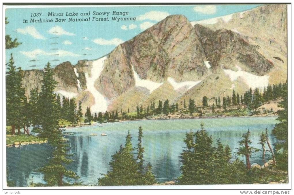USA, Mirror Lake And Snowy Range In Medicine Bow National Forest, Wyoming,  Used Postcard [10234] - Autres & Non Classés