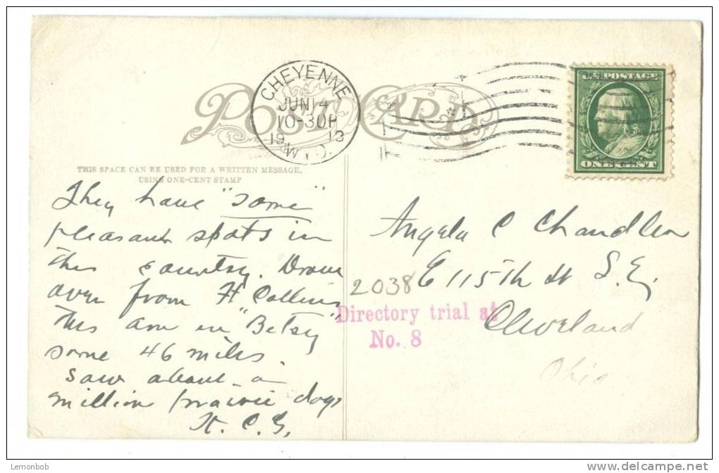 USA, Lake Minnehaha, Cheyenne, Wyoming, 1913 Used Postcard [10236] - Cheyenne