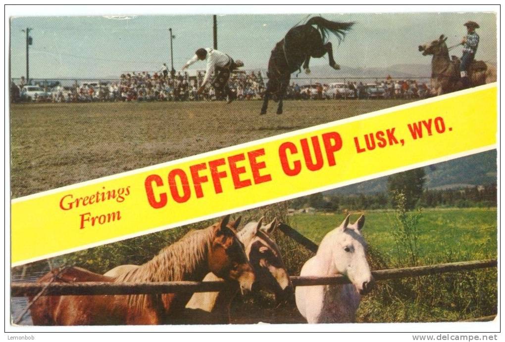 USA, Greetings From COFFEE CUP, Lusk, Wyoming, 1959 Used Postcard [10248] - Altri & Non Classificati